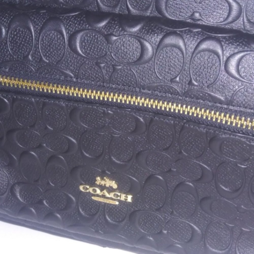 NEW (No tags) COACH CHARLIE BACKPACK Black Signature Logo Embossed Leather